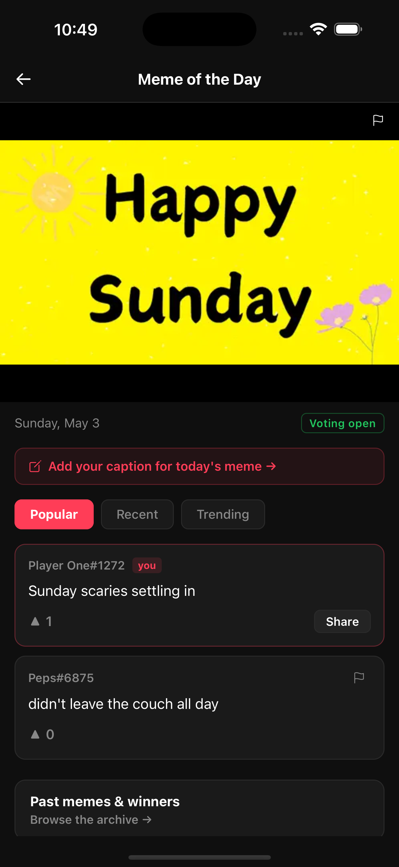 Meme of the Day voting